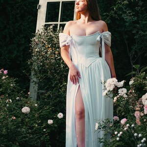 white medieval style corset dress full length