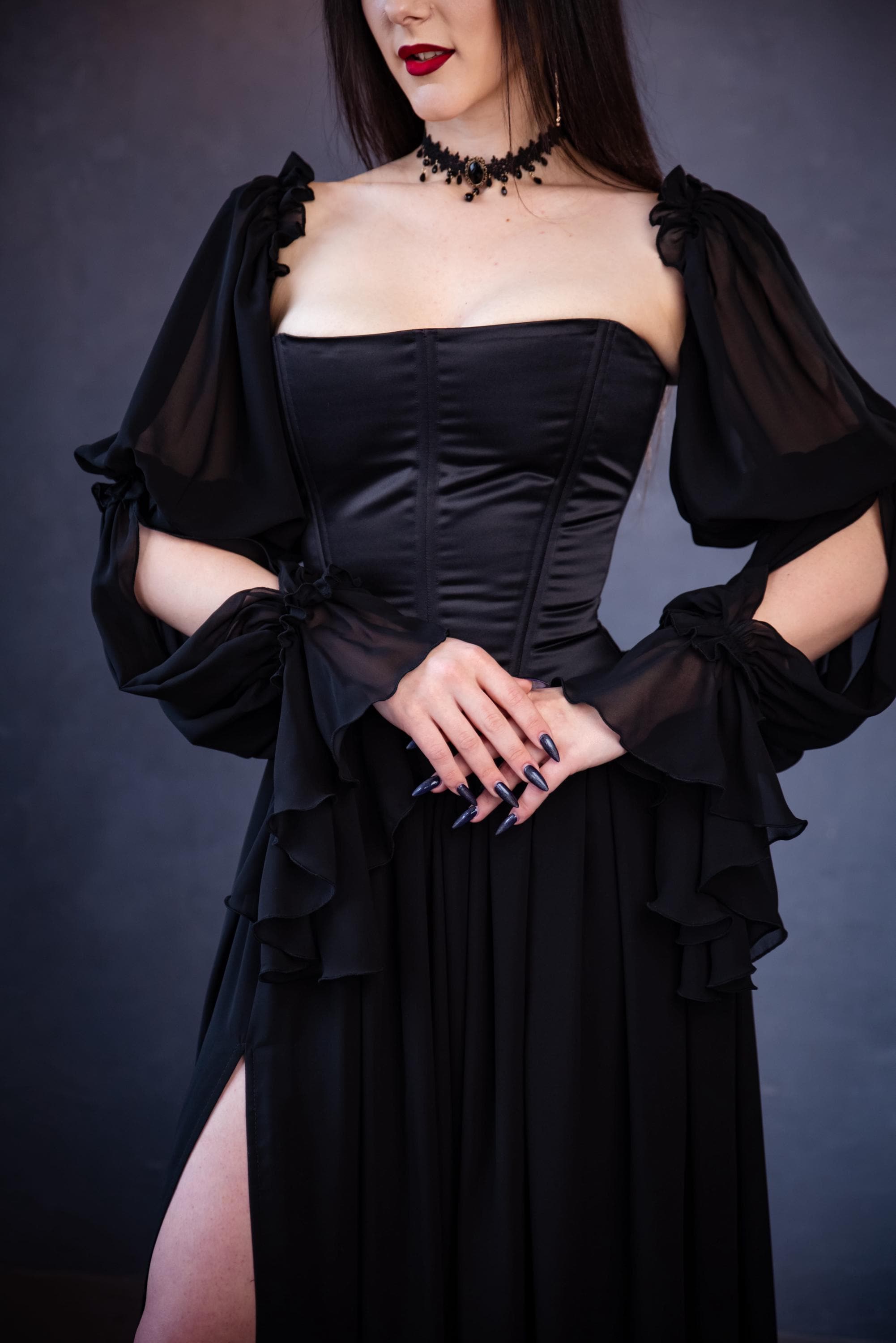 Gothic Prom Prom Dress Gothic Corset Style, Fairy Black Maxi Dress, Alternative ...