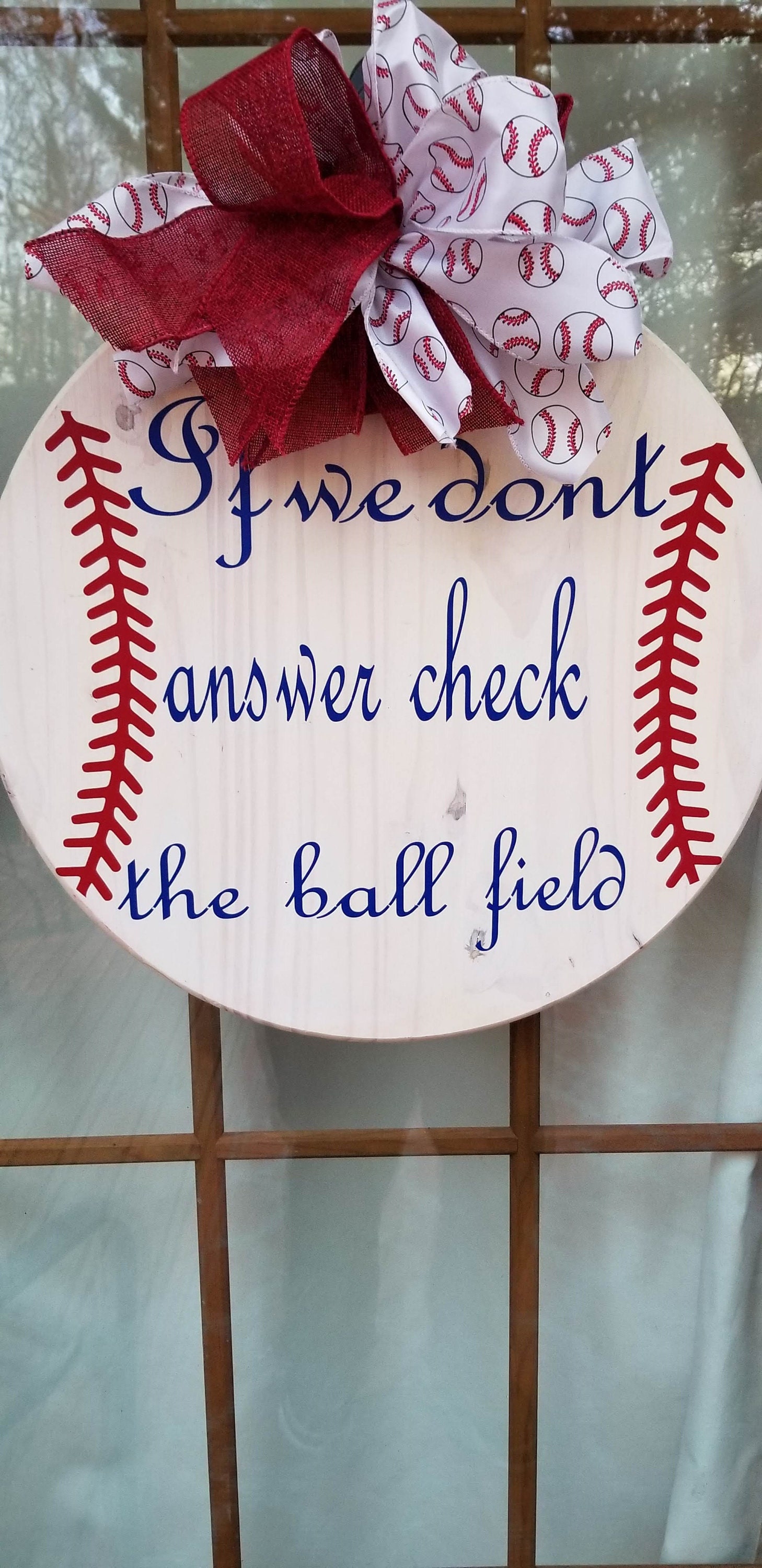Wreath Front Door Door Hanger Baseball Door Hanger Sports