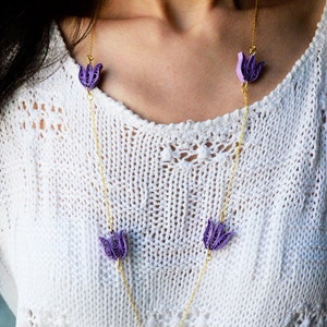 Collana Tulip modello chanel lilla in filigrana di carta