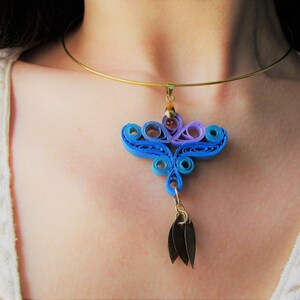 Collana Versailles lilla turchese e oro in filigrana di carta