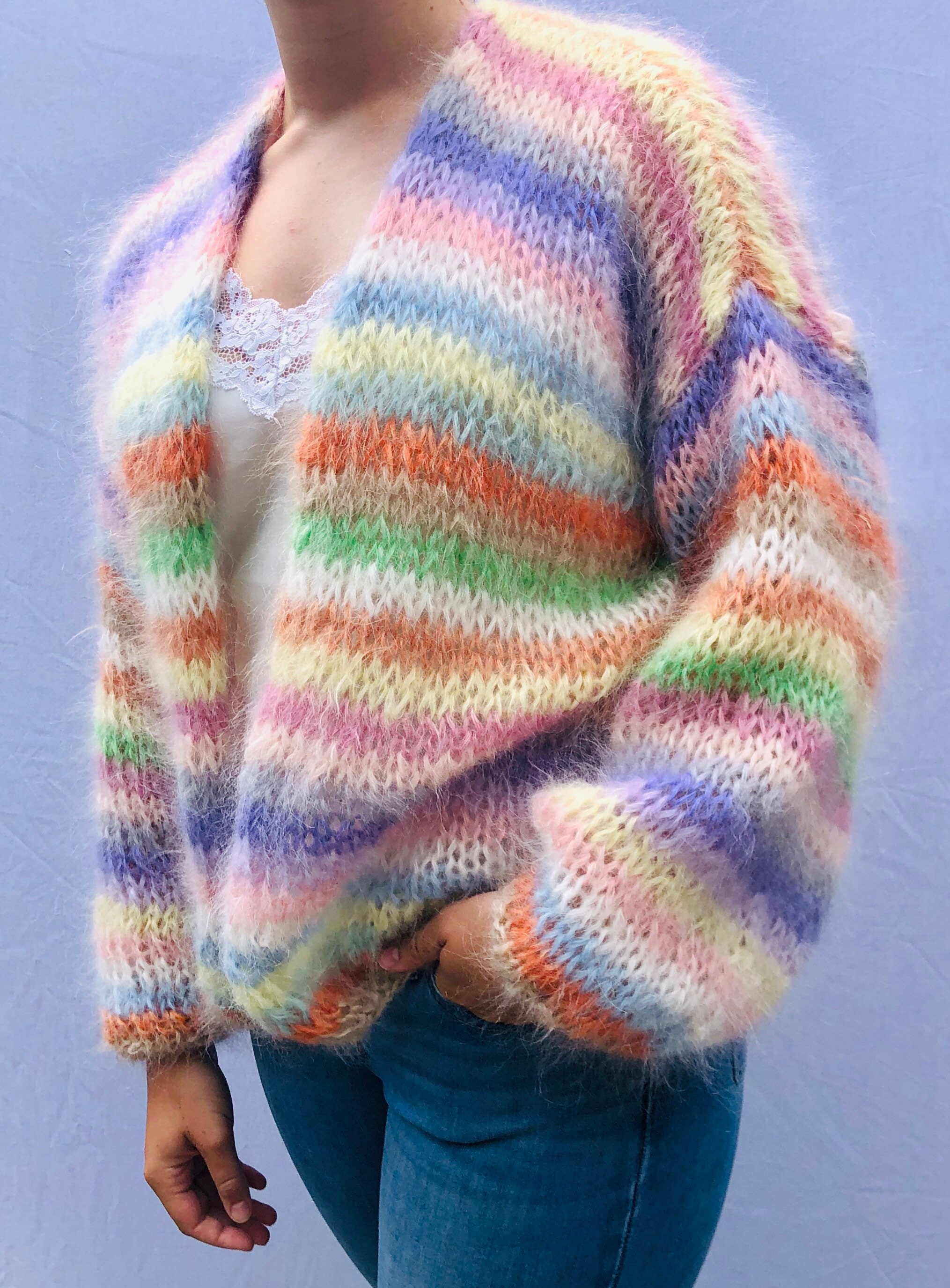 Sweet Pastels Oversized Striped Boho Bernadette Cardigan - Etsy