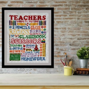 Teachers Subway Poster Cross Stitch Pattern PDF