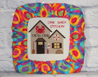 Bright Geometric Grime Guard Q-Snap, Nurge or Round Hoop Cover For Cross Stitch, Needlework