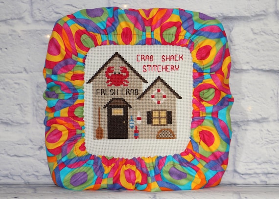 Bright Geometric Grime Guard Q-Snap, Nurge or Round Hoop Cover For Cross Stitch, Needlework