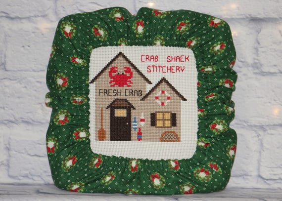 Christmas Wreath Grime Guard Q-Snap, Nurge, Round Hoop Cover For Cross Stitch, Needlework