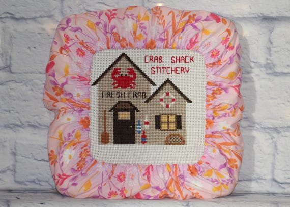 Pink Purple Orange Floral Grime Guard - Q-Snap, Nurge, Round Hoop Cover - Cross Stitch, Needlework