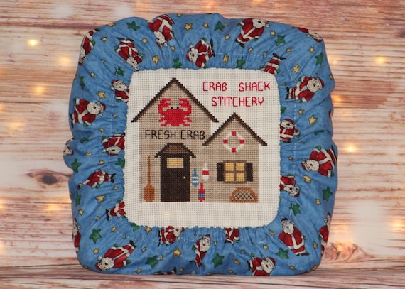 Santa Claus on Blue Grime Guard Q-Snap Cover For Cross Stitch