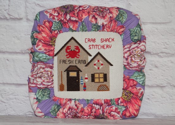 Pink Purple Floral Grime Guard Cover for Cross Stitch Hoop (Nurge, Q-Snap, Round)