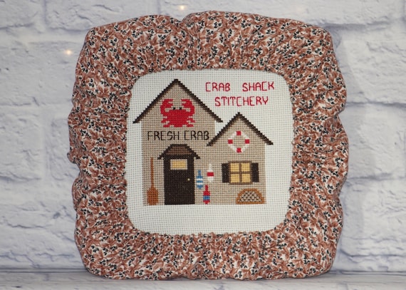 Brown Black Floral Grime Guard Q-Snap, Nurge or Round Hoop Cover For Cross Stitch and Needlework