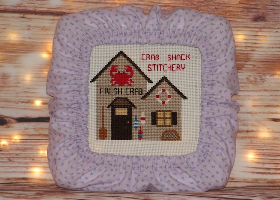 Lavender Purple Calico Floral Grime Guard Q-Snap, Nurge or Round Hoop Cover For Cross Stitch and Needlework
