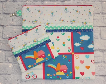 80's Summer Playday Project Bag OR 2-piece Set For Cross Stitch, Crochet, Knitting, Craft, Notions