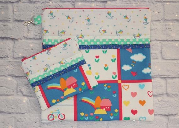 80's Summer Playday Project Bag OR 2-piece Set For Cross Stitch, Crochet, Knitting, Craft, Notions