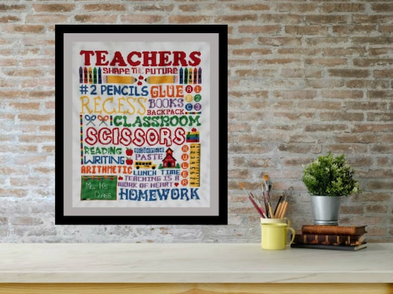 Teachers Subway Poster Cross Stitch Pattern PDF