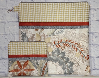 Floral Project Bag OR 2-piece Set For Cross Stitch, Crochet, Knitting, Craft, Notions