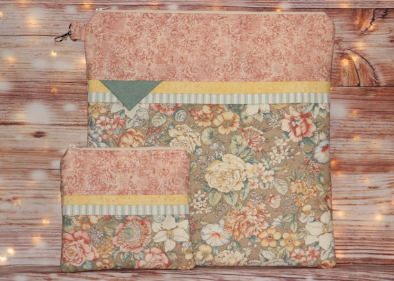 Sketch Floral Project Bag OR 2-piece Set For Cross Stitch, Crochet, Knitting