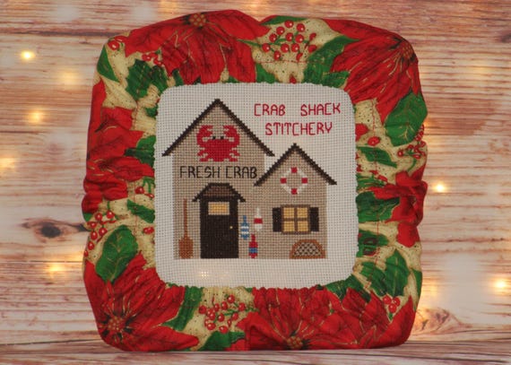 Holiday Poinsettia Grime Guard Q-Snap, Nurge or Round Hoop Cover For Cross Stitch and Needlework