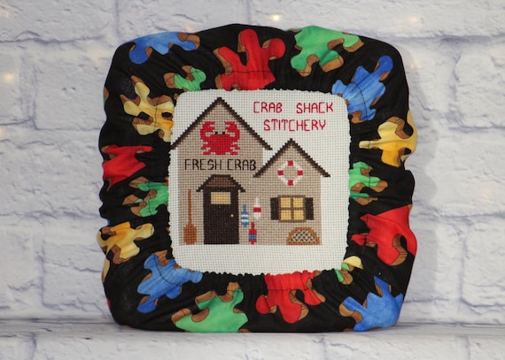 Puzzle Pieces Grime Guard Q-Snap, Nurge, Round Hoop Cover For Cross Stitch and Needlework