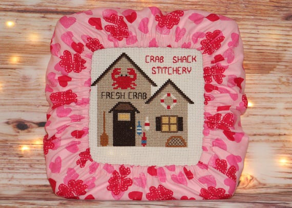 Hearts on Pink Grime Guard Q-Snap, Nurge or Round Hoop Cover For Cross Stitch and Needlework
