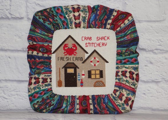 Butterfly Floral Stripe Grime Guard Q-Snap, Nurge or Round Hoop Cover For Cross Stitch, Needlework