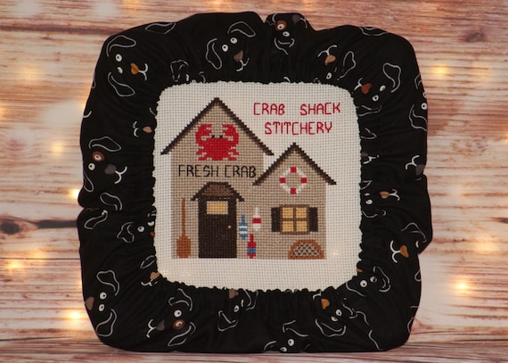 Dog Faces on Black Grime Guard Q-Snap, Nurge or Round Hoop Cover For Cross Stitch and Needlework