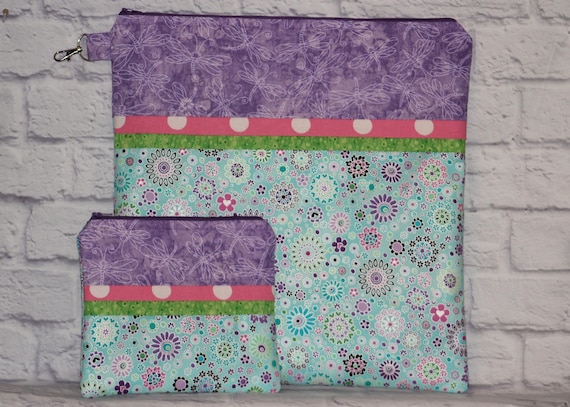Ditzy Floral Project Bag OR 2-piece Set For Cross Stitch, Crochet, Knitting, Craft, Notions