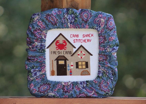 Paisley Floral on Blue Grime Guard Q-Snap, Nurge or Round Hoop Cover For Cross Stitch and Needlework