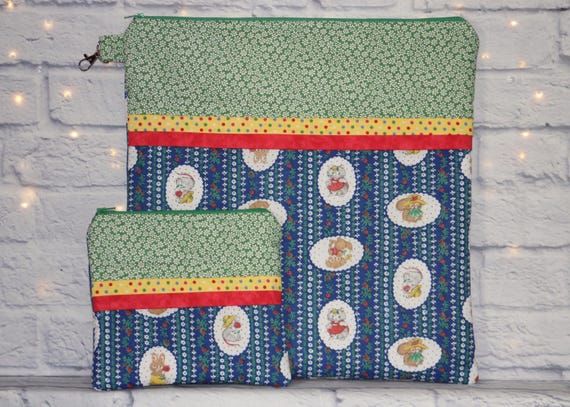 Furry Friends Project Bag OR 2-piece Set For Cross Stitch, Crochet, Knitting, Craft, Notions