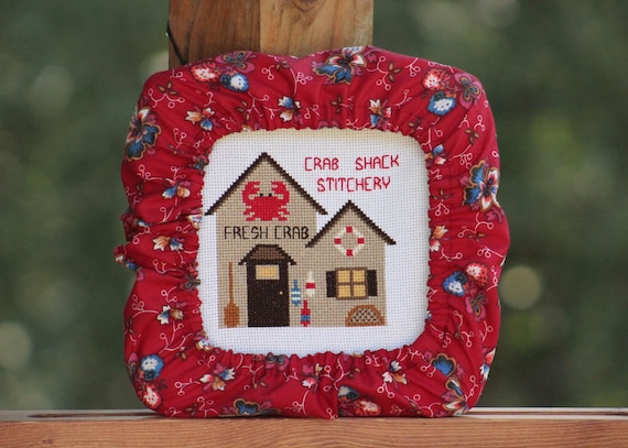 Berry Floral on Red Grime Guard Q-Snap, Nurge or Round Hoop Cover For Cross Stitch and Needlework