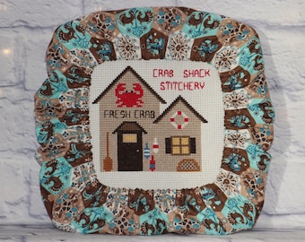 Retro Folk Bird Floral Grime Guard - Q-Snap, Nurge, Round Hoop Cover - Cross Stitch, Needlework