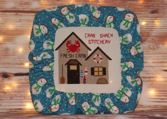 Snowman Grime Guard Q-Snap, Nurge or Round Hoop Cover For Cross Stitch and Needlework