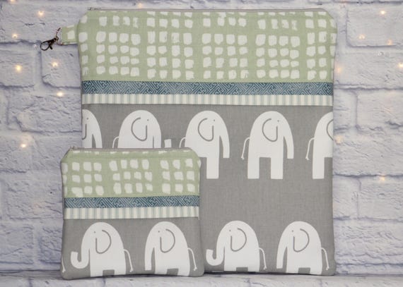 Elephant Project Bag OR 2-piece Set For Cross Stitch, Crochet, Knitting, Notions