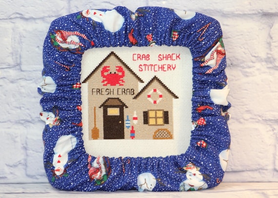 Snowman Grime Guard Q-Snap, Nurge or Round Hoop Cover For Cross Stitch and Needlework