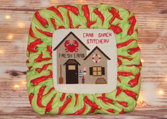 Peppers on Lime Green Grime Guard Q-Snap, Nurge or Round Hoop Cover For Cross Stitch and Needlework