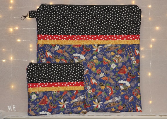 Japanese Temari Ball Project Bag OR 2-piece Set For Cross Stitch, Crochet, Knitting, Craft, Notions