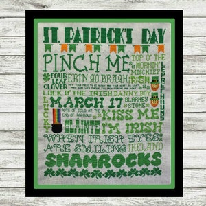 St. Patrick&#39;s Day Subway Poster Cross Stitch Pattern PDF
