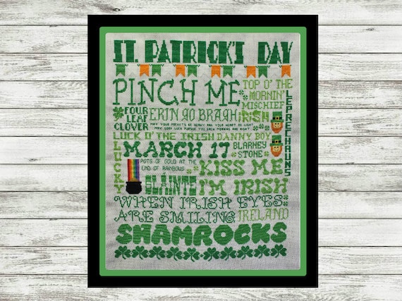 St. Patrick's Day Subway Poster Cross Stitch Pattern PDF