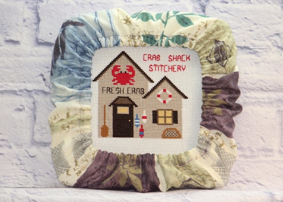 Leafy Stripe Grime Guard Q-Snap, Nurge or Round Hoop Cover For Cross Stitch and Needlework