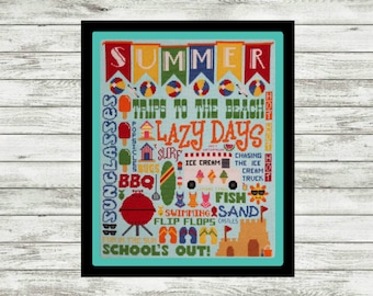Summer Subway Poster Cross Stitch Pattern PDF