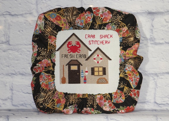 Oriental Fan Floral Grime Guard Q-Snap, Nurge, Round Hoop Cover For Cross Stitch, Needlework