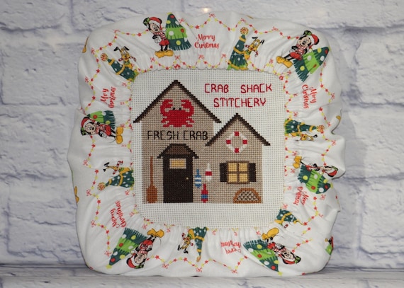 Mickey and Friends Christmas Grime Guard Q-Snap, Nurge or Round Hoop Cover For Cross Stitch and Needlework