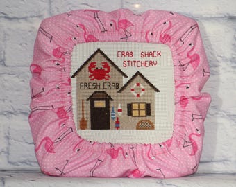 Flamingo Grime Guard Q-Snap, Nurge, Round Hoop Cover For Cross Stitch, Needlework