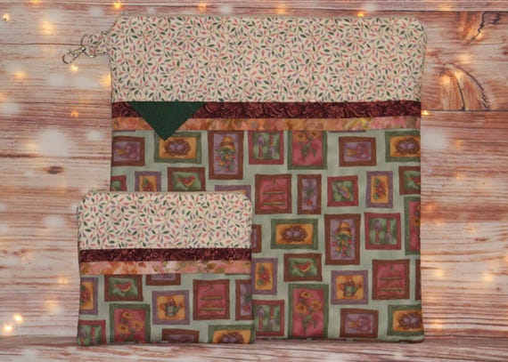 Cottage Garden Project Bag OR 2-piece Set For Cross Stitch, Crochet, Knitting, Craft, Notions