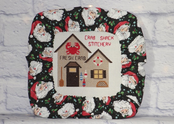 Santa Claus Grime Guard Q-Snap, Nurge or Round Hoop Cover For Cross Stitch and Needlework