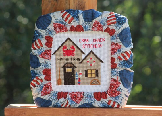 Patriotic Hearts Grime Guard Q-Snap, Nurge or Round Hoop Cover For Cross Stitch and Needlework