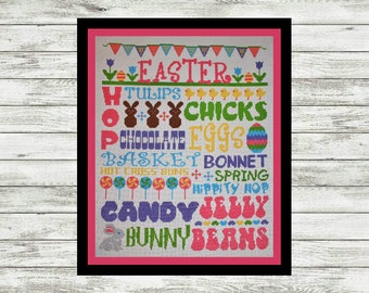 Easter Subway Poster Cross Stitch Pattern PDF