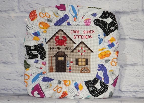 Sewing Theme Grime Guard Q-Snap, Nurge or Round Hoop Cover For Cross Stitch and Needlework