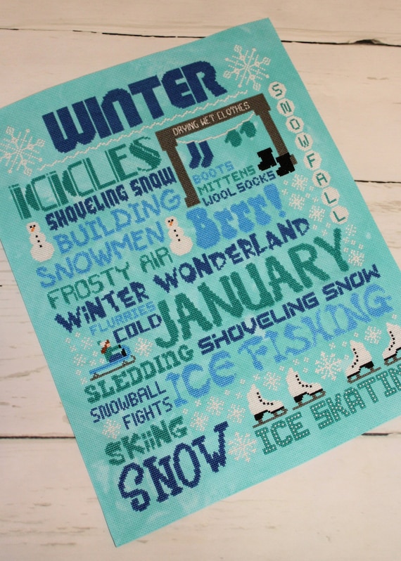 Winter Subway Poster Cross Stitch Pattern PDF