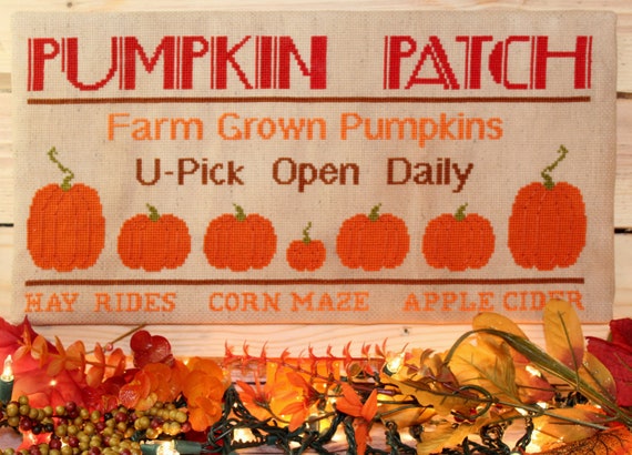 Pumpkin Patch U-Pick Cross Stitch Pattern PDF