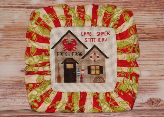 Vine Stripe Green and Red Grime Guard Q-Snap, Nurge or Round Hoop Cover For Cross Stitch and Needlework